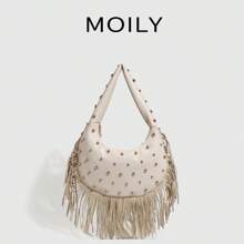 Sac à bandoulière à franges de style punk de rue avec rivets sous les bras