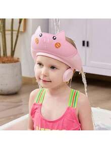 1/2pcs Thickened Girls' Boy's Pig Shaped Shower Cap, Pink, Hair Wash Water Stopper Hat For Kids Children's Shower And Shampoo Cap Baby Ear And Hair Cap Baby Eye And Water Proof Shampoo Cap Baby Shampooing Artifact Children's Waterproof Shower Cap Adjustable Overall Soft Rubber Ear Protection Baby Shower Water Blocking Shampooing Cap - Multicolor - View 6