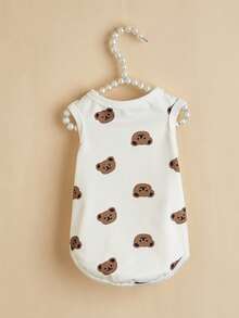 1pc Summer Lightweight Dog Shirt, Cute Bear Heart Design, Sweet Home Apparel For Small Breed Dogs Such As Pomeranian, Yorkie - White - View 2