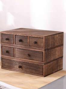 1 Stück Retro Holz Schreibtisch Schublade Aufbewahrungsbox, Vintage Stil Büroorganizer mit Schublade, rustikaler Schreibtisch Aufbewahrungsschrank