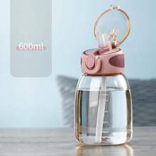 Botella de agua portátil a prueba de fugas - Diseño lindo y compacto para hombres y mujeres, plástico libre de PVC, ideal para actividades al aire libre y viajes. Botella con diseño de escala de tiempo de alta calidad para hombres y mujeres, de plástico transparente a prueba de fugas