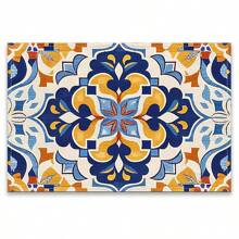 A Set Of 4/6pcs With Blue Patterns, Table Placemats, Made Of Machine Washable Polyester Fiber, This Rectangular Heat-Resistant Placemat Is Heat-Resistant, Stain Resistant, Waterproof, And Easy To Clean. It Is Suitable For Desktop Decoration, Holiday Party Decoration, And Desktop Protection, And Is Suitable For Both Home And Outdoor Use