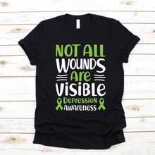 Depression Awareness T-Shirt, Mental Health Tank Top, , Sweatshirt, Long Sleeve, - Black - View 1