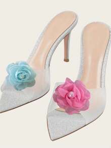 2PCS Floral Mesh Shoe Clips - Sweet Fashion Shoe Accessories For Women, Decorative Flower Shoe Charms For Sandals & High Heels - Multicolor - View 1