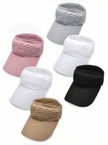 3 Peças/1 Peça Chapéu de Viseira Solar para Mulheres, Chapéus de Tricô Elásticos, Chapéu Esportivo de Secagem Rápida com Abas Largas, Chapéu de Golfe, Chapéu de Sol Multicolor Portátil para Montanhismo e Atividades ao Ar Livre, Viseira, Boné, Chapéu sem Tampa