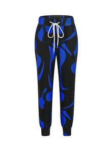 Celana Jogger Kasual Wanita dengan Tali Serut - Biru - View 3