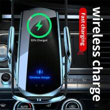 SZYSGSD [15W Fast Wireless Car Charger | Auto-Clamping Car Phone Holder - Black & Silver Car Accessory] - Silver - View 5