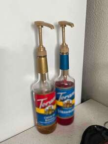 咖啡糖浆泵分配器，兼容（750 毫升 25.4 盎司瓶）和细糖浆瓶 - 咖啡糖浆分配器，适用于咖啡吧配件、厨房配件