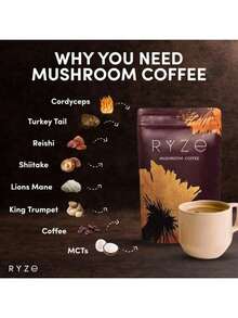Organic Mushroom Coffee – 6 Adaptogenic Mushrooms + MCT Oil For Energy, Focus & Gut Support | Instant Coffee | 30 Servings - 其他 - 查看 4