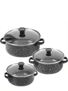 3 件套搪瓷平底锅套装，多色可选，直径 6.3 英寸-7.87 英寸，迷你锅，可煮粥、牛奶、汤、面条，适用于电磁炉和燃气灶，家庭晚餐用品，派对用品