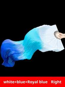 1pc Belly Dancing Fan, Gradient Color Long Imitation Silk Fans, Dance Performance Props