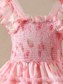 Tween Girls Elegant Cap Sleeve Mesh Chiffon Cable Knit Dress