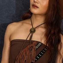 1pc Western Style Cowboy Bolo Tie, Fashionable Long Necklace Accessory - Multicolor - View 6