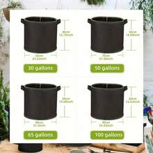 30/50/65/100 Galones, Bolsas de cultivo de tela no tejida resistente - 30 Galones (113L) a 100 Galones (378L), Adecuado tanto para jardinería interior como exterior, Ideal para plantas, flores, verduras y árboles, Ligero y duradero, Cumple con todas las necesidades de jardinería