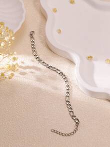 1 件不锈钢 3:1 蛇链手链，设计简约，不褪色，适合女性日常配饰 - 銀色 - 查看 3