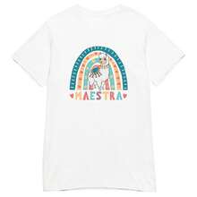Playera para Maestras "Llama" Regalo para Maestra. Dia del Maestro Miss Educadora Teacher Primaria - Blanco - Ver 3