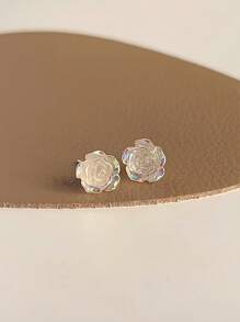 1 Pair Delicate Multicolor Rose Design Light Luxury Earrings, Unique Elegant Earrings
