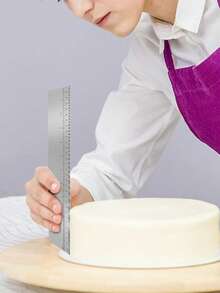 1 Peça Raspador de Bolo de 25cm ou 30cm, Raspador de Bolo de Aço Inoxidável com Escala, Alisador de Bolo, Pente Decorativo de Bolo, Ferramenta de Medição de Bolo e Manteiga Cremosa, Acessório de Cozinha Doméstica - Prata - Visão 9
