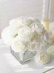 6/12/30 件仿真牡丹花，带茎，用于婚礼派对装饰、蛋糕装饰和家庭客厅餐桌中心装饰、假植物、秋季装饰、房间、书桌、花园装饰、房间装饰用品、情人节、生日毕业礼物