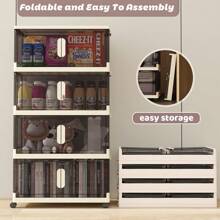 5/3/1-Layer Multifunctional Folding Storage Cabinet With Large Storage Capacity - Bottom Movable Pulley - Thickened Material Saves Storage Space - Easy And Worry Free Installation, Suitable For Clothes, Bedding, Kitchen Utensils, Shoes, Bags, Books