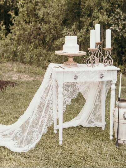 1pc White Lace Tablecloth, French Table Runner, Birthday Party Cover, Suitable For Family Gathering, Party, Dinner Decoration Summer Gifts Wedding Beach Back To School School Supplies Room Decor