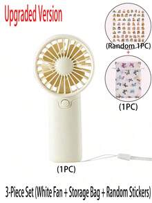 3-teiliges Set Unisex Paar einfarbiger Mini Tischventilator mit Quadrat-Handgriff + Aufbewahrungstasche + Aufkleber, tragbarer stilvoller eleganter Ventilator mit Kordel (ohne Batterie), geeignet für Sommeraktivitäten Outdoor, Strand-Sport, Büro, Schule, Strand, Pool-Partys und den täglichen Gebrauch, ein ideales Geschenk für Familie und Freunde, ein Sommer-Essenzielles - Verschiedenfarbig - Übersicht 13