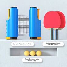 FBSPORT Ping Pong Paddle Set, Portable Table Tennis Set With Retractable Net, Rackets, Balls And Carry Bag For Indoor/Outdoor Games (The English Letters On The Ping Pong Paddles Are Screen Printed And There May Be Slight Black Blemishes. Paddles With Or Without English Letters Will Be Randomly Shipped)