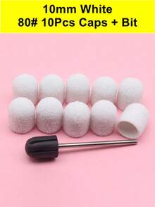 Easy Nail 10个指甲打磨帽，带10毫米钻头，适用于足部锉刀、去茧器、美甲修脚抛光，#80 #120 #180 粉色紫色