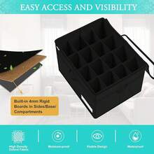 LUVHOMEE - Organizador de zapatos para clóset, se adapta a 16 pares, contenedores de almacenamiento grandes para zapatos, contenedores plegables transparentes con soporte inferior, soporte para - Negro - Ver 4