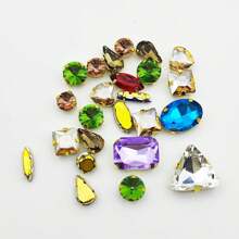 50pcs Mix Color Mix Shapes Sew On Crystal Rhinestone Sew On Flatback Gold Claw Rhinestone For DIY Craft, Clothes, Shoes, Dress, Jewelry Charms Making