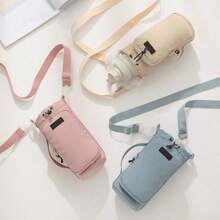 1pc Outdoor Travel Portable Diagonal Cross-Body Water Bottle Bag, Insulated Cup/Bottle Holder With Storage For Phone, Keys, Convenient Shoulder Bag