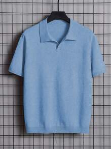 Men Solid Short Sleeve Knit Top