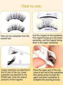 4pcs Magnetic Eyelashes + 1pc Eyelash Curler + 1pc Storage Box, Magnetic False Eyelashes, Magnetic Eyelash Curler, Glue-Free, Soft Adherence, Easy To Wear, No Deformation, Delicate, Lightweight