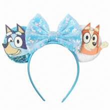 Bluey 1pc Blue Dog Soundwave Headband Birthday Party Hair Accessories Cute Bingo Ear Headband Amusement Park Headband
