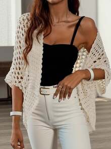 Casual Fashion Hollow Out Batwing Sleeve Knit Cardigan For Women