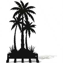 Black Metal Key Holder Rack, Suitable For Wall Mount, Coconut Tree Key Hooks With 5 Hooks, Tropical Style Key Rack For Front Door, Hallway, Entrance, Office Wall Decor