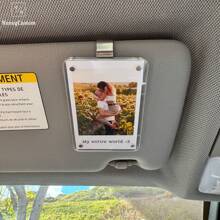 1pc Custom Acrylic Magnetic Personalized Photo Holder Car Picture Frame, Personalized Acrylic Vertical Car Sun Visor Photo Frame Clip, Custom Digital Photo Frame, Custom Visor Photo 2.36x3.54 Inch Car Photo,Car Picture Holder,Customizable Car Decor