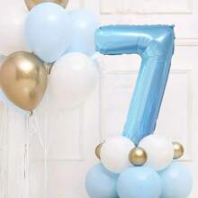 23pcs/Set Blue Pink Crown Number 1 To 9 Balloons Upright 1st Birthday Party Decorations Baby Shower Balloon