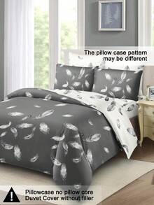 3pcs Feather Pattern Duvet Cover Set (1 Duvet Cover And 2 Pillow Shams), Soft And Skin-Friendly, Suitable For All Seasons - Multicolor - View 5
