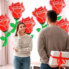 6szt. czerwonych balonów foliowych z różami, odpowiednich na Walentynki, wesele, zaręczyny, urodziny, rocznicę, dzień matki, dzień ojca, przyjęcie z okazji ukończenia szkoły