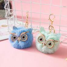 1pc/2pcs Cartoon Sequin Owl Imitation Rabbit Fur Ball Pendant For Women's Bags, Backpacks, Car Keychains, Small Gifts