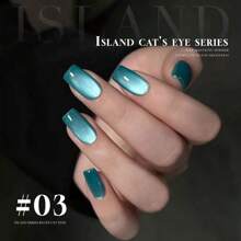 15ml Esmalte para Unhas com Efeito Olho de Gato da Série Ilha, Novo Estilo Quente da Primavera e Verão de 2025, entre Celebridades da Internet, Branco, Esmalte Azul-Mar com Efeito Brilhoso de Contas