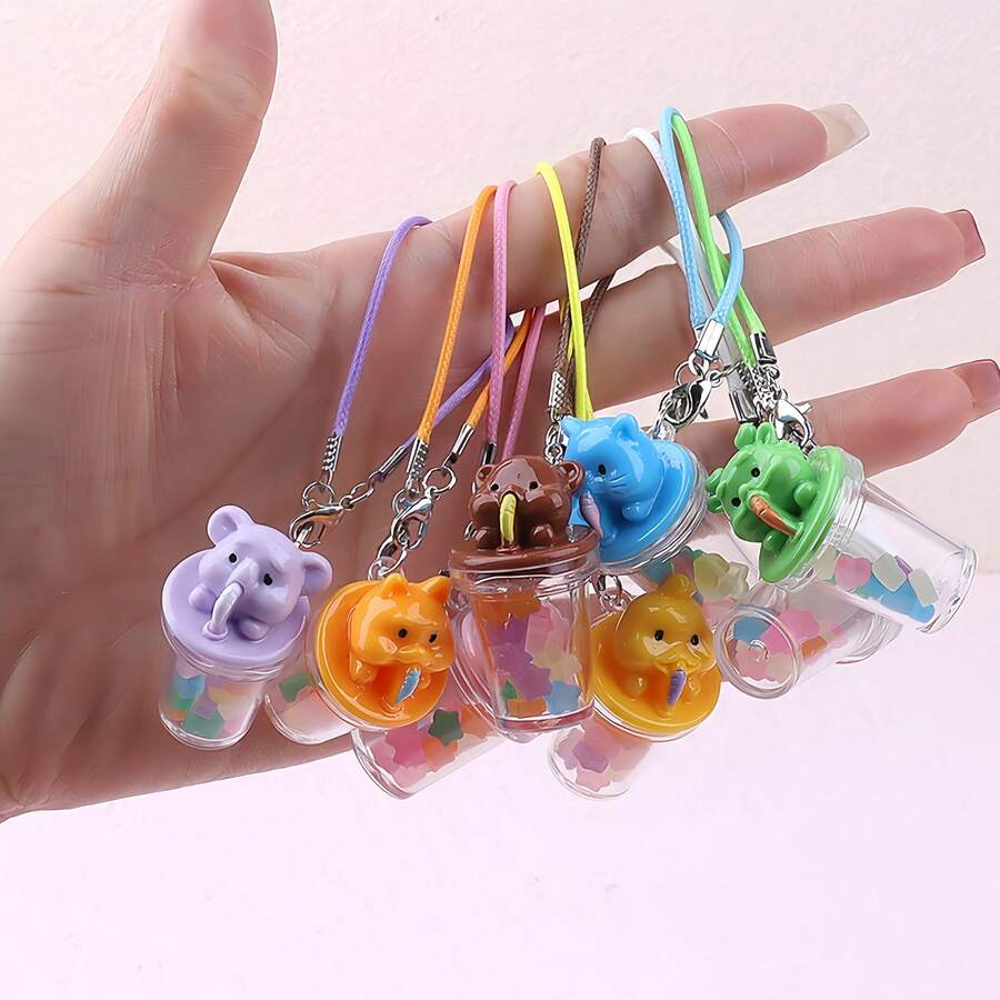 1pc Luminous Animal Straw Cups, Rocking Cups, Creative Three-Dimensional Resin Accessories, DIY Keychains, Mobile Phone Chains, Pendants, Cloth Dolls, And Other Universal Hanging Accessories For Dolls