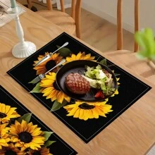 1/4/6/8/12 Piezas Manteles de mesa impresos de lino lavables, almohadillas protectoras de superficie, manteles de mesa de comedor para interiores y exteriores, adecuados para fiestas festivas, decoración de cocina y mesa de comedor