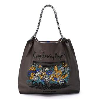 New Stylish Dark Gray Window Flower Embroidered Pattern Tote Bag, Fashionable And Versatile For Office, Dates, Casual Outings And Shopping, Minimalist Shoulder Bag With High-Quality And Aesthetic Appeal