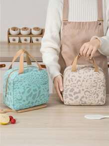 1pc Ink Painting Pattern Insulated Lunch Bag, Large Capacity Reusable Lunch Tote, Waterproof And Portable Design, Ideal For School And Office - Keep Your Food Fresh And Delicious, Bento Box Bag, Carry Bag, Kitchen Picnic
