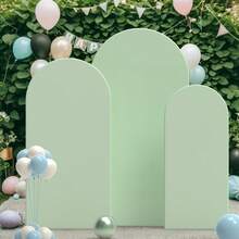 Bogenförmiger Hintergrund, 1,5 m, 1,8 m, 2 m, 2,2 m, Matcha-grüne Hochzeitsbogen-Abdeckung, 2-seitiger Spandex-Strick-Bogen-Hintergrund Kuppelbogen Hintergrund Stoff für Geburtstags-Party Hochzeitsbogen-Ständer Dekoration (Bogen NICHT enthalten, nur Stoffhintergrund) - Matcha-Grün - Übersicht 3