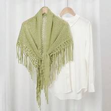 1 pieza Bufanda de punto con borla triangular de color liso para mujer, chal envolvente apto para todas las estaciones, regalo para mujer - Camel - Ver 6