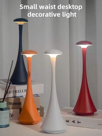 1 pieza Luz ambiente de escritorio decorativa LED regulable de 3 colores por tacto, regalo creativo de vacaciones, luz nocturna, material de ABS, lámpara de mesilla, luz de dormitorio, lámpara de champiñón, luz de barra recargable por USB, lámpara decorativa para estantería