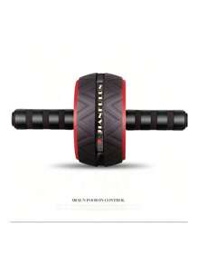 1PC Portable Abdominal Workout Wheel With Red/Black Ergonomic Grips - Durable PP Core Strengthener For Home Gym, Chest & Upper Body Training | Non-Slip Textured Roller Surface | Fitness Accessories | Home Exercise Equipment |Gym Sets